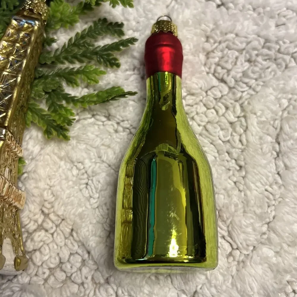World Market Glass Christmas Ornaments Paris France Eiffel Tower Champagne Art